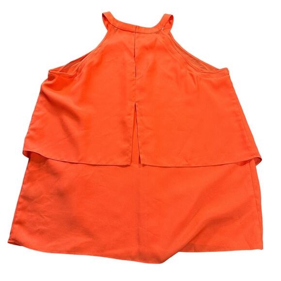 Neiman Marcus Tank Top Womens Large Bright Peach Sleeveless Halter Layered Crepe - Picture 2 of 9